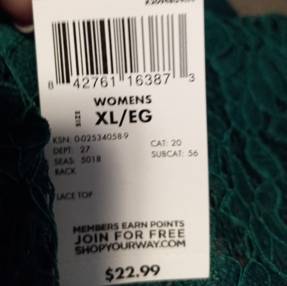 XL Green lace over cami top - Picture 5 of 5